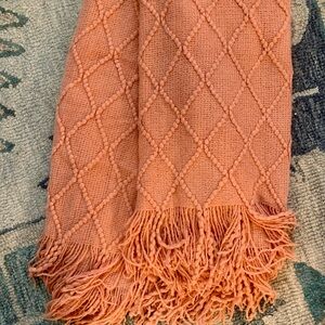 Diamond Patterned Orange Throw Blanket